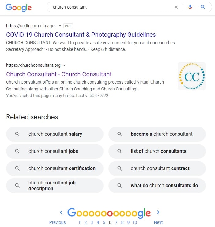 Church Consultant Website Google